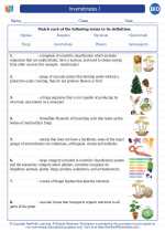 Invertebrates I. High School Biology Worksheets and Answer Keys
