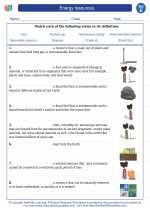 Science - Fifth Grade - Vocabulary: Energy resources