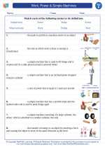 work power simple machines science worksheets and study guides sixth grade