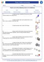 Science - Fourth Grade - Vocabulary: Force, motion and energy