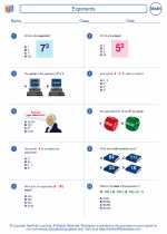 Mathematics - Sixth Grade - Worksheet: Exponents