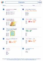 Mathematics - Sixth Grade - Worksheet: Exponents