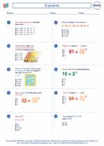 Mathematics - Sixth Grade - Worksheet: Exponents