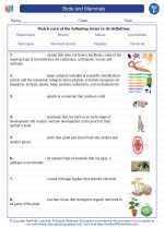 Birds and Mammals. 6th Grade Science Worksheets and Answer key, Study ...