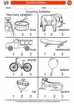 counting syllables kindergarten ela worksheets and answer key