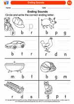 English Language Arts - Kindergarten - Worksheet: Ending Sounds