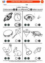 Letter Sounds - Same & Different. English Language Arts Worksheets and
