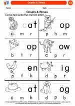 English Language Arts - Kindergarten - Worksheet: Onsets & Rimes