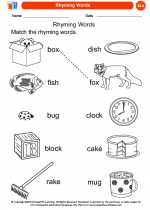 English Language Arts - Kindergarten - Worksheet: Rhyming Words