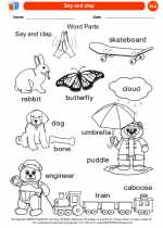 English Language Arts - Kindergarten - Worksheet: Say and clap