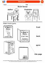 English Language Arts - Kindergarten - Worksheet: Book parts