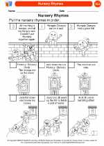 Nursery Rhymes. Kindergarten ELA Worksheets and Answer key.