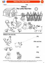 English Language Arts - Kindergarten - Worksheet: Rebus The Little Red Hen