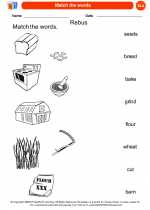 English Language Arts - Kindergarten - Worksheet: Rebus Match the words
