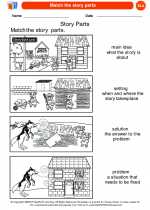 English Language Arts - Kindergarten - Worksheet: Match the story parts