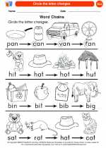 English Language Arts - Kindergarten - Worksheet: Circle the letter changes