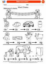 English Language Arts - Kindergarten - Worksheet: Make word chains