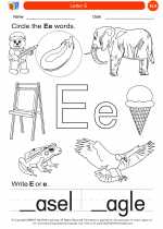 English Language Arts - Kindergarten - Worksheet: Letter E