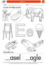 English Language Arts - Kindergarten - Worksheet: Letter E