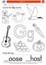 English Language Arts - Kindergarten - Worksheet: Letter G