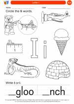 English Language Arts - Kindergarten - Worksheet: Letter I