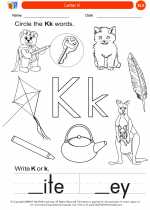 English Language Arts - Kindergarten - Worksheet: Letter K