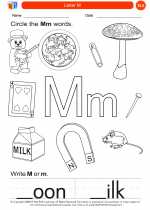 English Language Arts - Kindergarten - Worksheet: Letter M