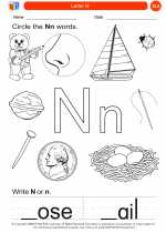 English Language Arts - Kindergarten - Worksheet: Letter N