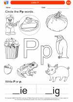 English Language Arts - Kindergarten - Worksheet: Letter P