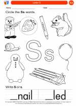 English Language Arts - Kindergarten - Worksheet: Letter S