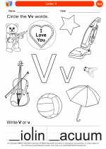 English Language Arts - Kindergarten - Worksheet: Letter V