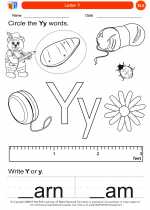 English Language Arts - Kindergarten - Worksheet: Letter Y