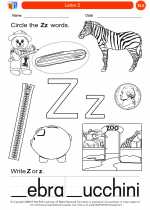 English Language Arts - Kindergarten - Worksheet: Letter Z
