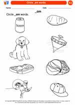 English Language Arts - Kindergarten - Worksheet: Circle _am words.