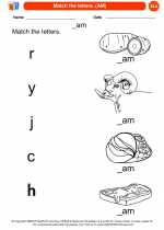 English Language Arts - Kindergarten - Worksheet: Match the letters. (AM)