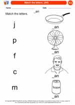 English Language Arts - Kindergarten - Worksheet: Match the letters. (AN)