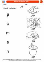 English Language Arts - Kindergarten - Worksheet: Match the letters. (AP)