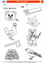 English Language Arts - Kindergarten - Worksheet: Circle _aw words.