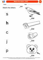 English Language Arts - Kindergarten - Worksheet: Match the letters. (AW)