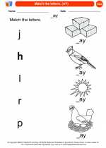 English Language Arts - Kindergarten - Worksheet: Match the letters. (AY)