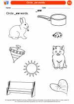 English Language Arts - Kindergarten - Worksheet: Circle _ew words.