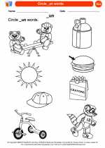 English Language Arts - Kindergarten - Worksheet: Circle _un words.