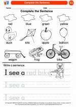 English Language Arts - Kindergarten - Worksheet: Complete the Sentence