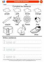 English Language Arts - Kindergarten - Worksheet: Complete the Sentence