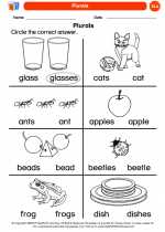 English Language Arts - Kindergarten - Worksheet: Plurals