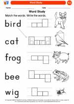 English Language Arts - Kindergarten - Worksheet: Word Study