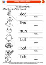 English Language Arts - Kindergarten - Worksheet: Writing Common Words