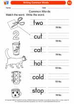 English Language Arts - Kindergarten - Worksheet: Writing Common Words