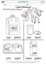 Liquid Measure Mathematics Worksheets and Study Guides Kindergarten