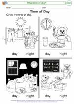 Mathematics - Kindergarten - Worksheet: What time of day?